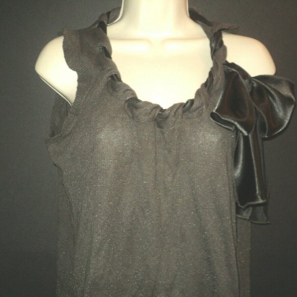 Worth Top Women's Shell Size S Brown Metallic Cotton-Steel Blend Sleeveless - Picture 2 of 5